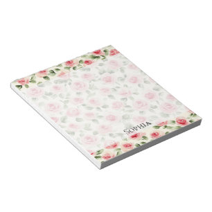 Pretty Pink Roses Floral Notepad