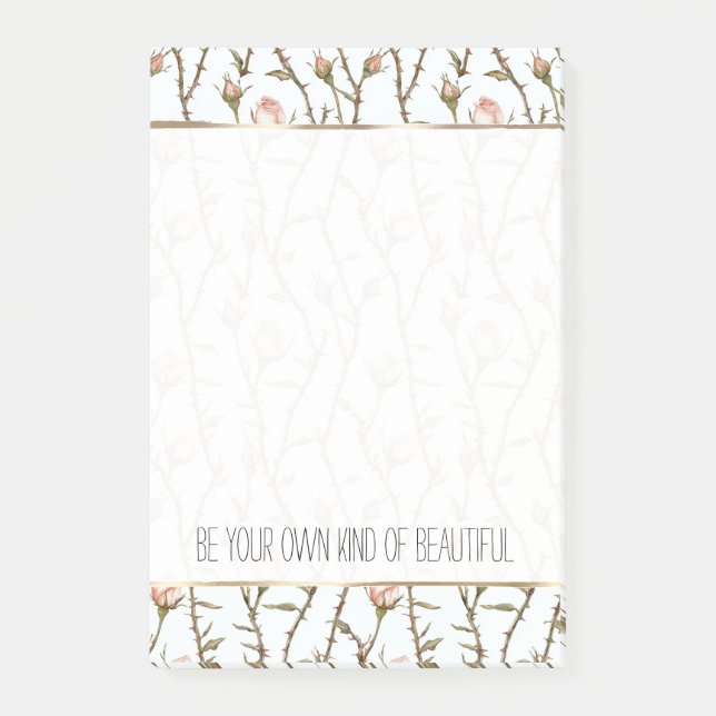 Pretty Pink Roses Floral Post-it Notes (Front)