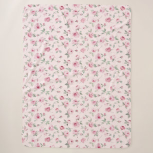 Pretty Pink Roses Floral Sherpa Blanket