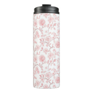 Pretty Pink Roses Floral Thermal Tumbler