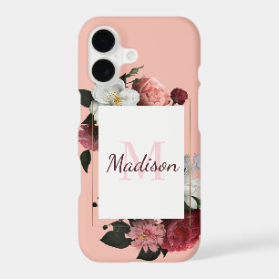 Pretty Pink Roses Girly Floral Initial Name