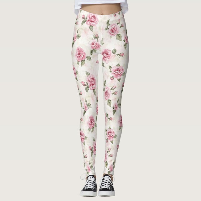 Pretty Pink Roses Leggings (Front)