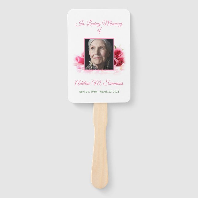Pretty Pink Roses Memorial Hand Fan (Front)