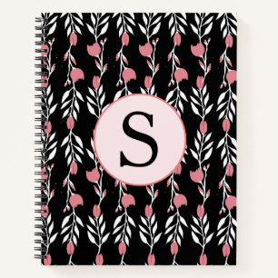 Pretty Pink Roses Monogram Theme Notebook