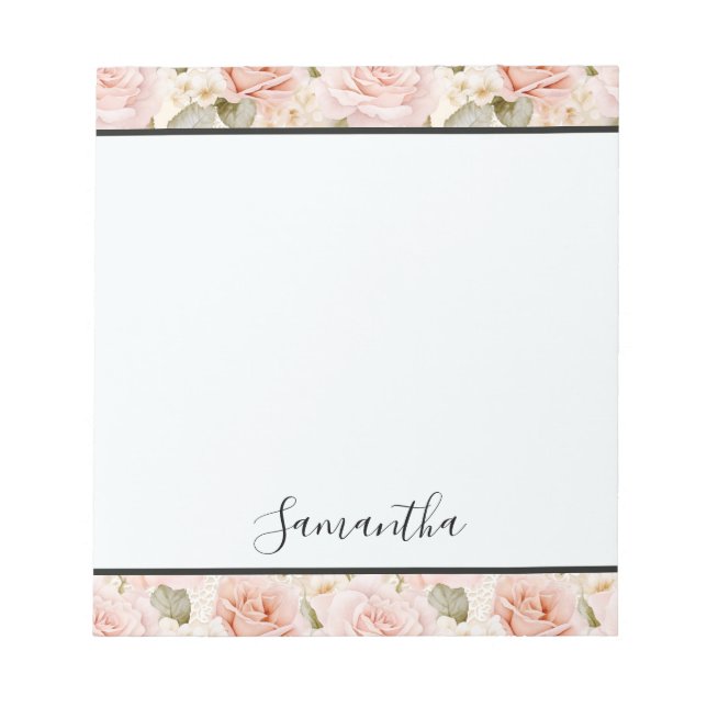 Pretty Pink Roses Notepad (Front)