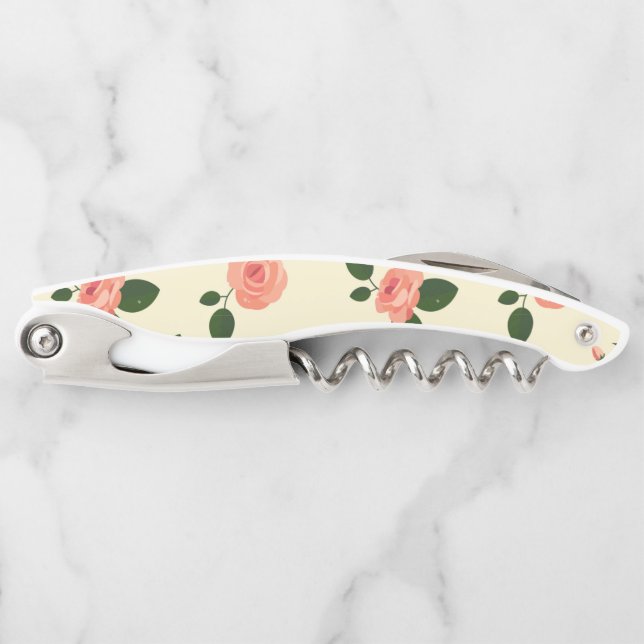 Pretty Pink Roses Pastel Pink Pattern Corkscrew (Front)
