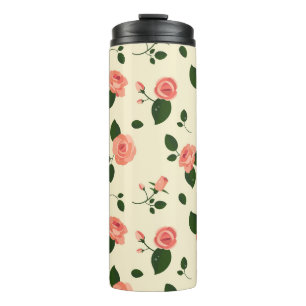 Pretty Pink Roses Pastel Pink Pattern Thermal Tumbler