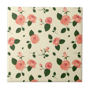 Pretty Pink Roses Pastel Pink Pattern Tile