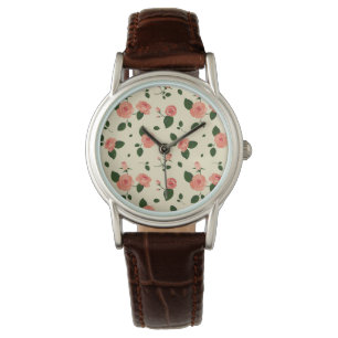 Pretty Pink Roses Pastel Pink Pattern Watch
