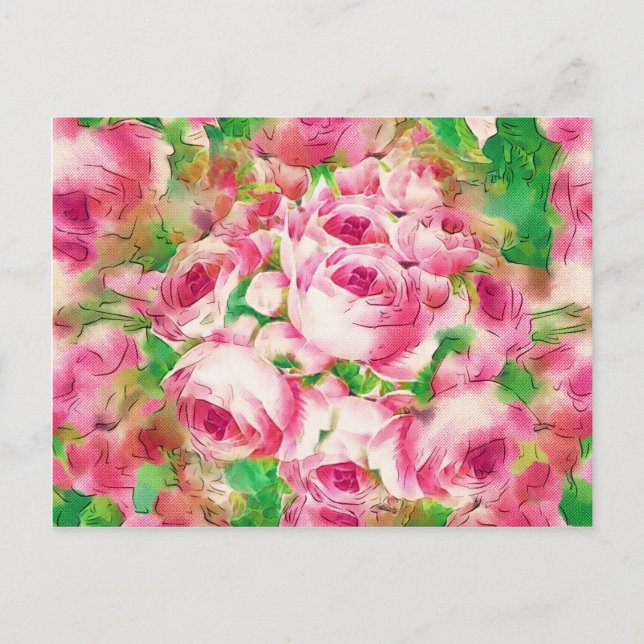 Pretty Pink Roses Postcard (Front)
