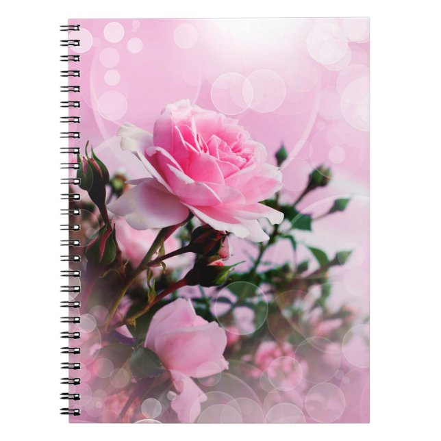 Pretty Pink Roses Spiral Notebook (Front)