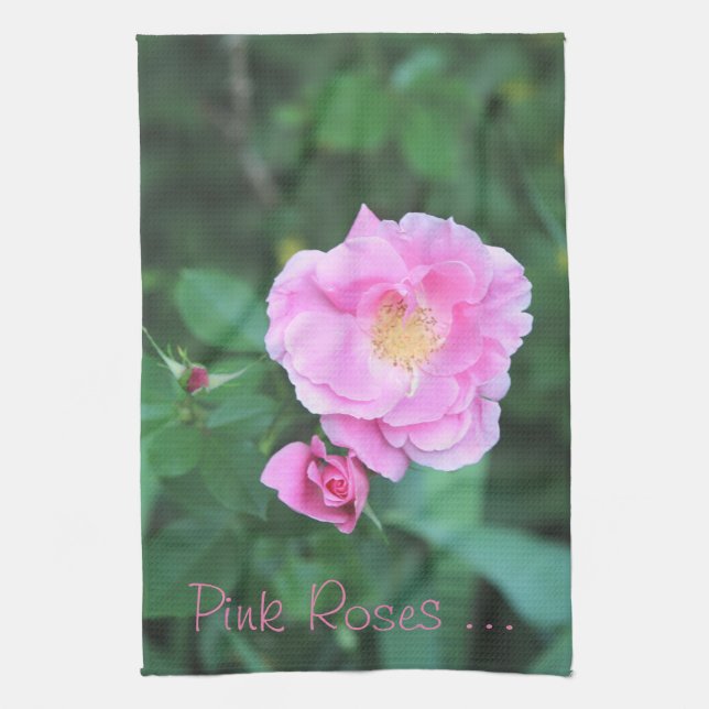 Pretty Pink Roses Tea Towel (Vertical)