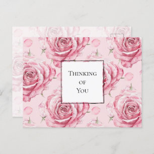 Pretty Pink Roses Thinking of you Postcard