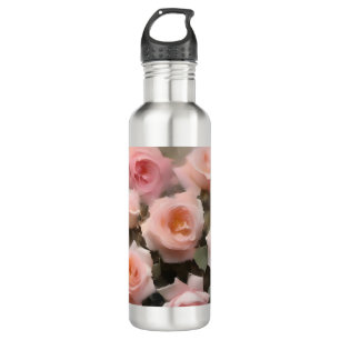 Pretty pink roses watercolor painting 710 ml water bottle
