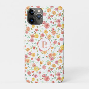 Pretty Pink Roses with Monogram Case-Mate iPhone Case