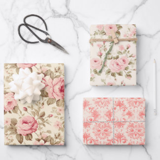 Pretty Pink Roses Wrapping Paper Sheet