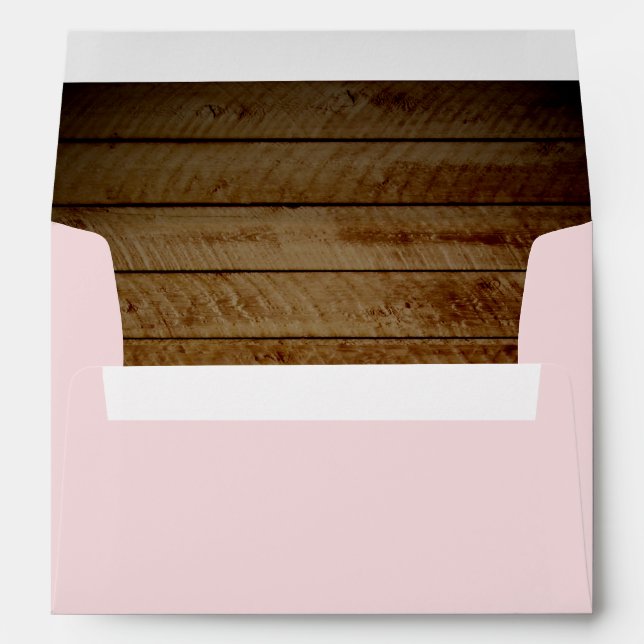 Pretty Pink & Rustic Wood Envelope (Back (Bottom))