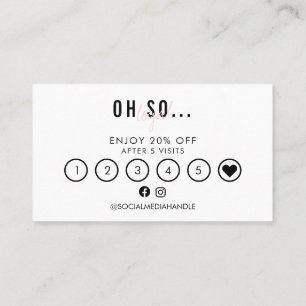 Pretty Pink Script Beauty Aesthtics Loyalty Business Card