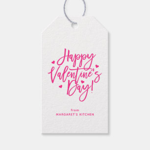 Pretty Pink Script Happy Valentine's Day Gift Tags