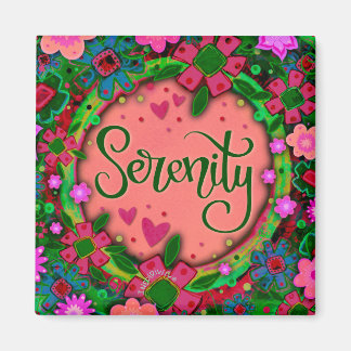 Pretty Pink Serenity Fun Floral Modern Inspirivity Magnet