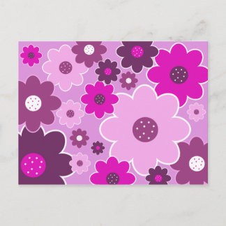 Pretty Pink Shabby Chic Floral Wallpaper Pattern Postcard