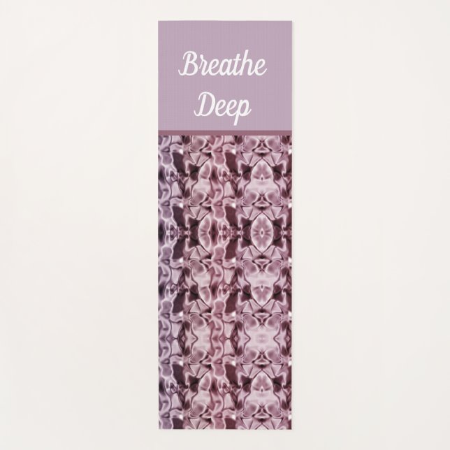 Pretty Pink Silk Satin Breathe Deep Feminine Yoga Mat (Front)