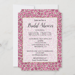 Pretty Pink Silver Glitter Leopard Invitation