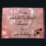 Pretty pink sparkle Girlfriend Birthday Large Gift Bag<br><div class="desc">Pretty pink sparkle personalised Birthday Gift Bag for wonderful Girlfriend</div>