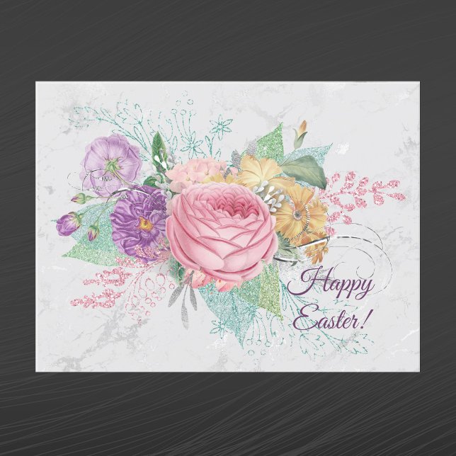 Pretty Pink Spring Flowers Bouquet Easter Holiday Postcard (Creator Uploaded)