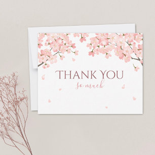 Pretty Pink Spring Sakura Japanese Cherry Blossoms Thank You Card