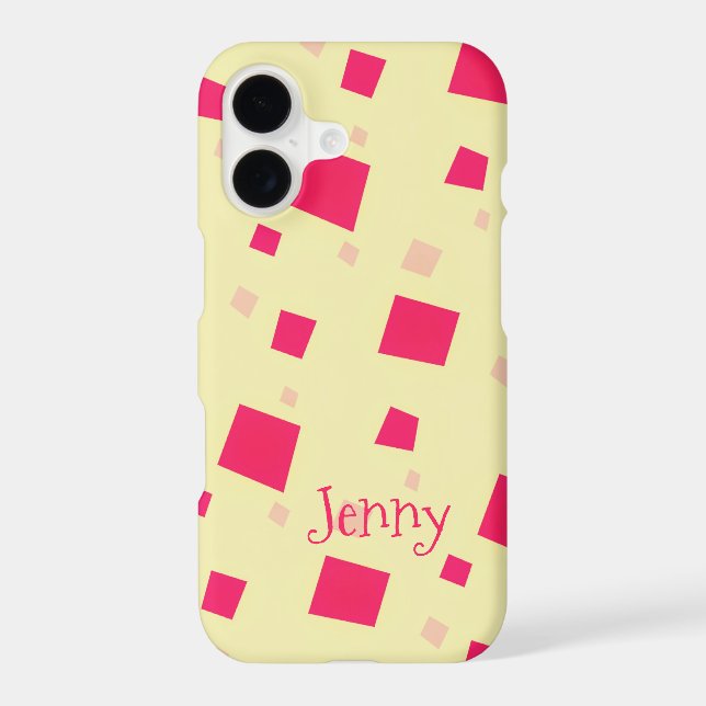 Pretty Pink Square Confetti Add your Name Girl's (Back)