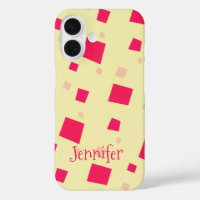 Pretty Pink Square Confetti Add your Name Girl's