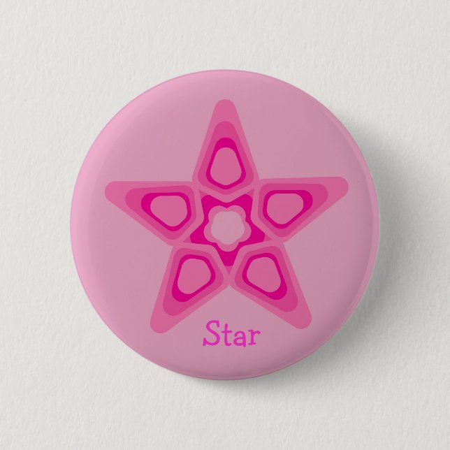 Pretty pink star 6 cm round badge (Front)
