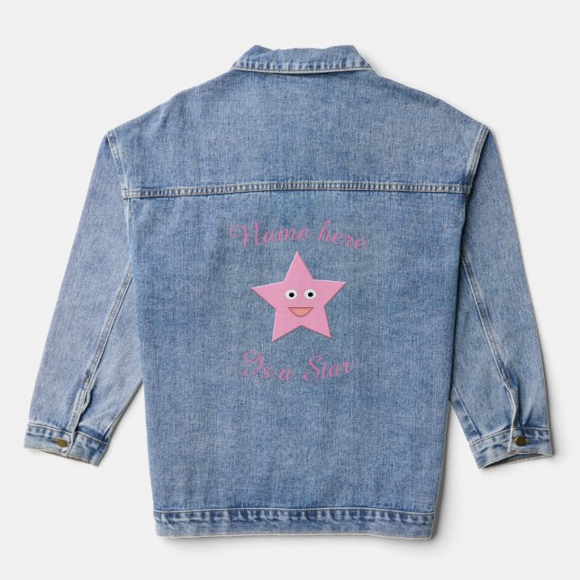 Pretty Pink Star Custom Denim Jacket (Back)