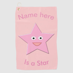 Pretty Pink Star Custom Golf Towel