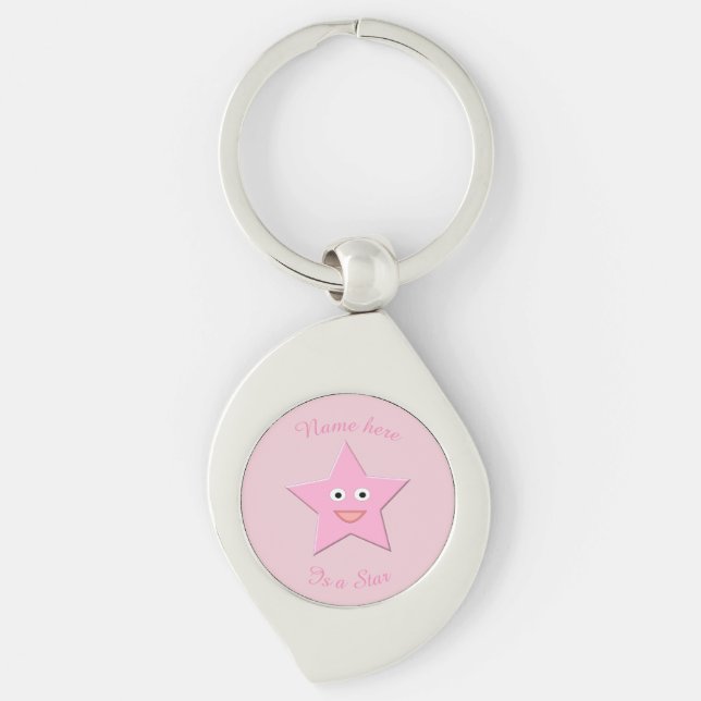 Pretty Pink Star Custom Keychain (Front)