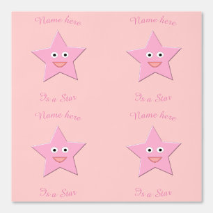 Pretty Pink Star Custom Patterned Wallpaper