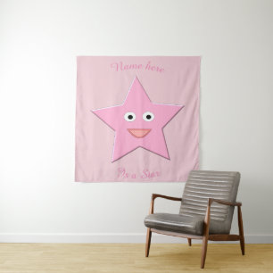 Pretty Pink Star Custom Tapestry
