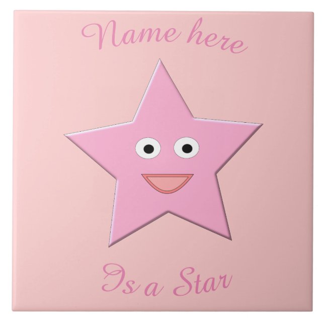 Pretty Pink Star Custom Tile (Front)