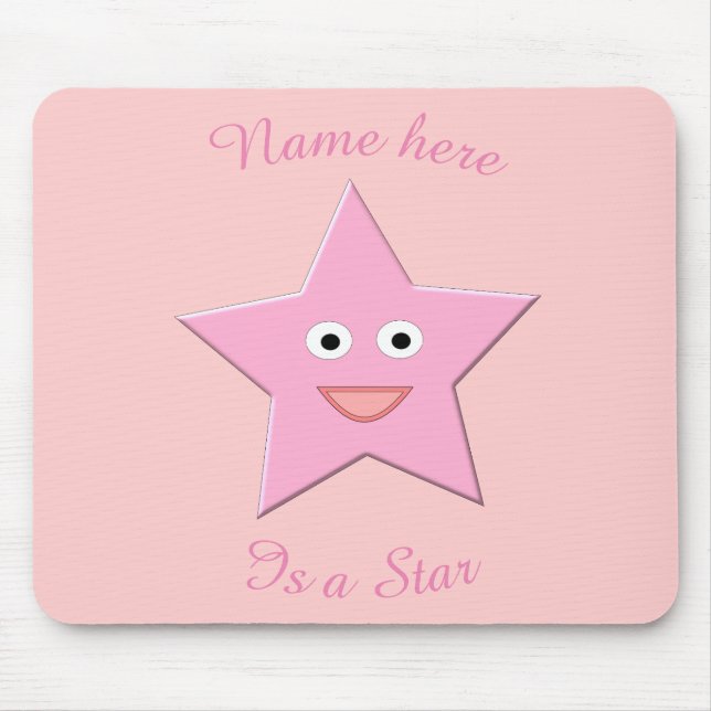 Pretty Pink Star Mousepad (Front)