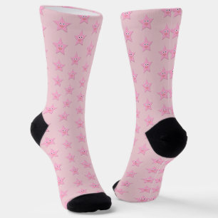 Pretty Pink Star Patterned Socks