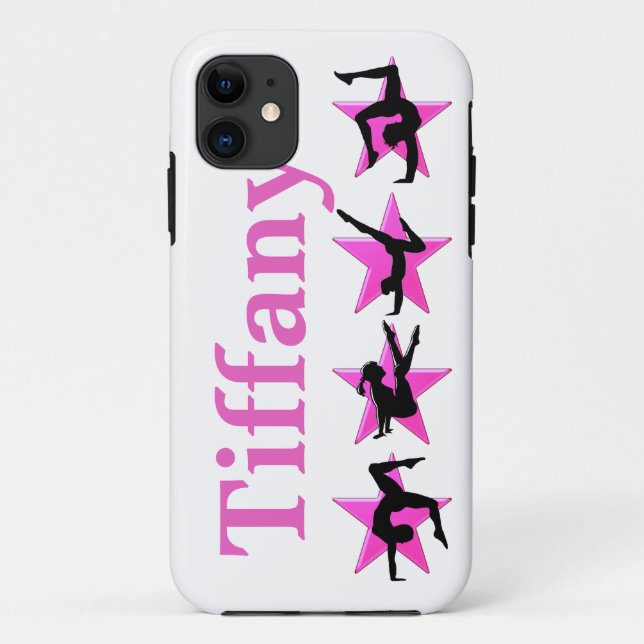 PRETTY PINK STAR PERSONALIZED GYMNAST IPHONE CASE (Back)