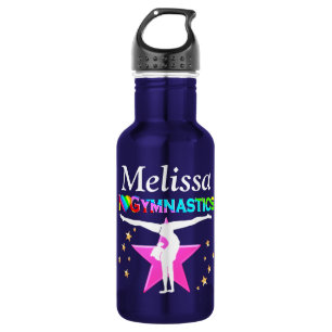 PRETTY PINK STAR PERSONALIZED GYMNAST WATER BOTTLE
