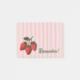 Pretty Pink Strawberries & Stripes Reminder  Post-it Notes
