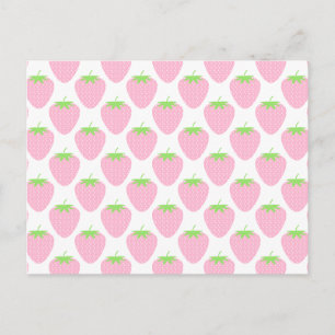 Pretty Pink Strawberry Pattern. Postcard