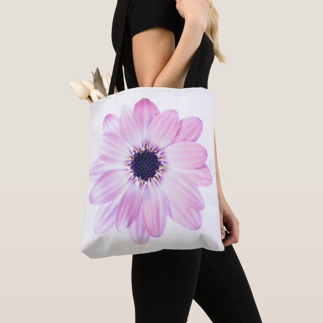 Pretty Pink Summer Flower Tote Bag (Close Up)