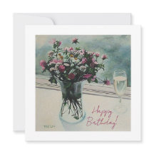 Pretty pink summer flowers fine art birthday