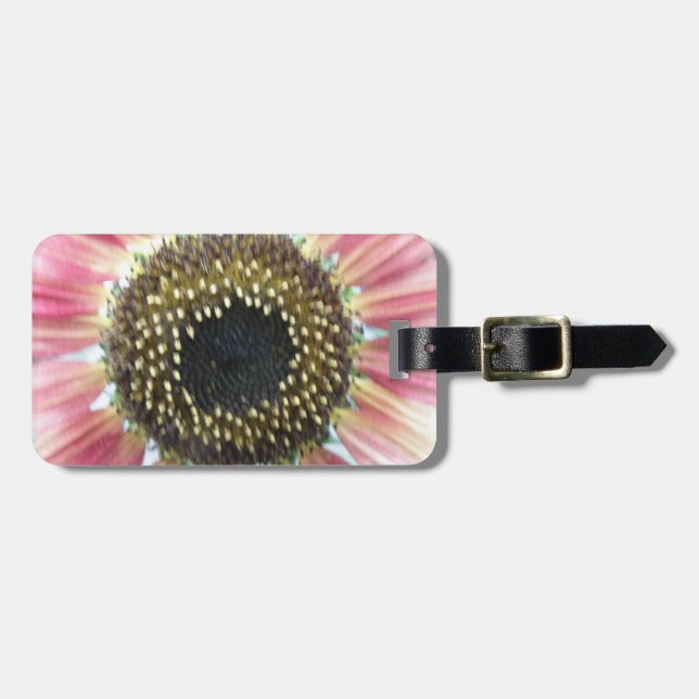 Pretty Pink Sunflower Custom Luggage Tag (Front Horizontal)