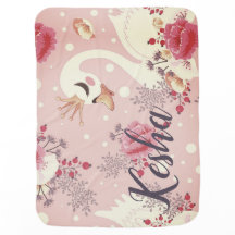 Pretty Pink Swan Princess with Crown n Name
