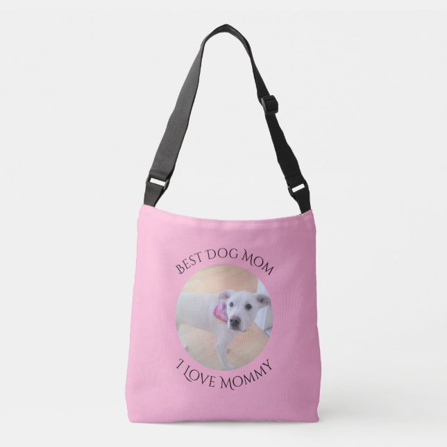 Pretty Pink Sweet Face White Dog Best Mum Crossbody Bag (Front)